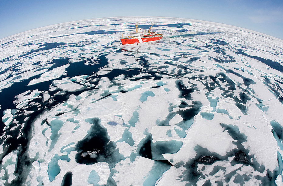 Canadian Coast Guard icebreaker in the Arctic. 

. 