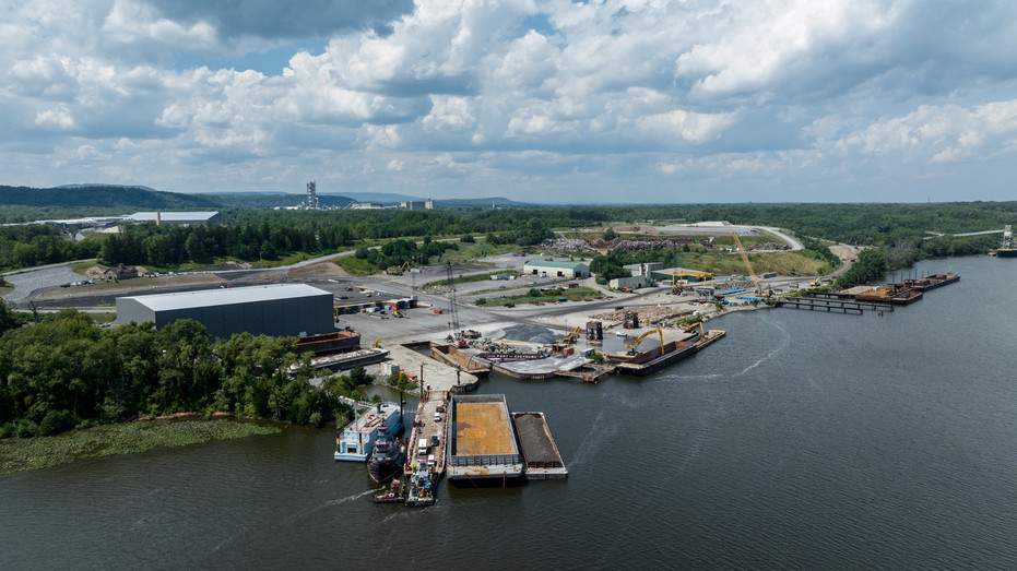 Aerial view of the Port of Coeymans.